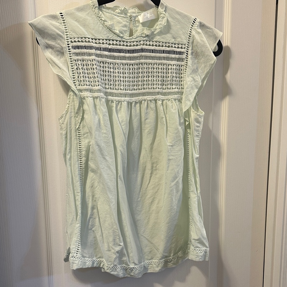 7 For All Mankind Light Green Blouse